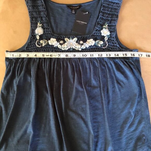 Lucky Brand Crocheted & Embroidered Square Neck Tank Size S NWT - Picture 8 of 9